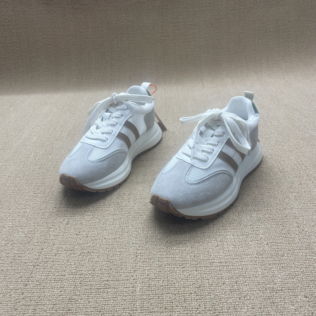 捡漏舒适透气网面轻便厚底增高真皮拼色复古阿甘鞋运动休闲鞋女鞋