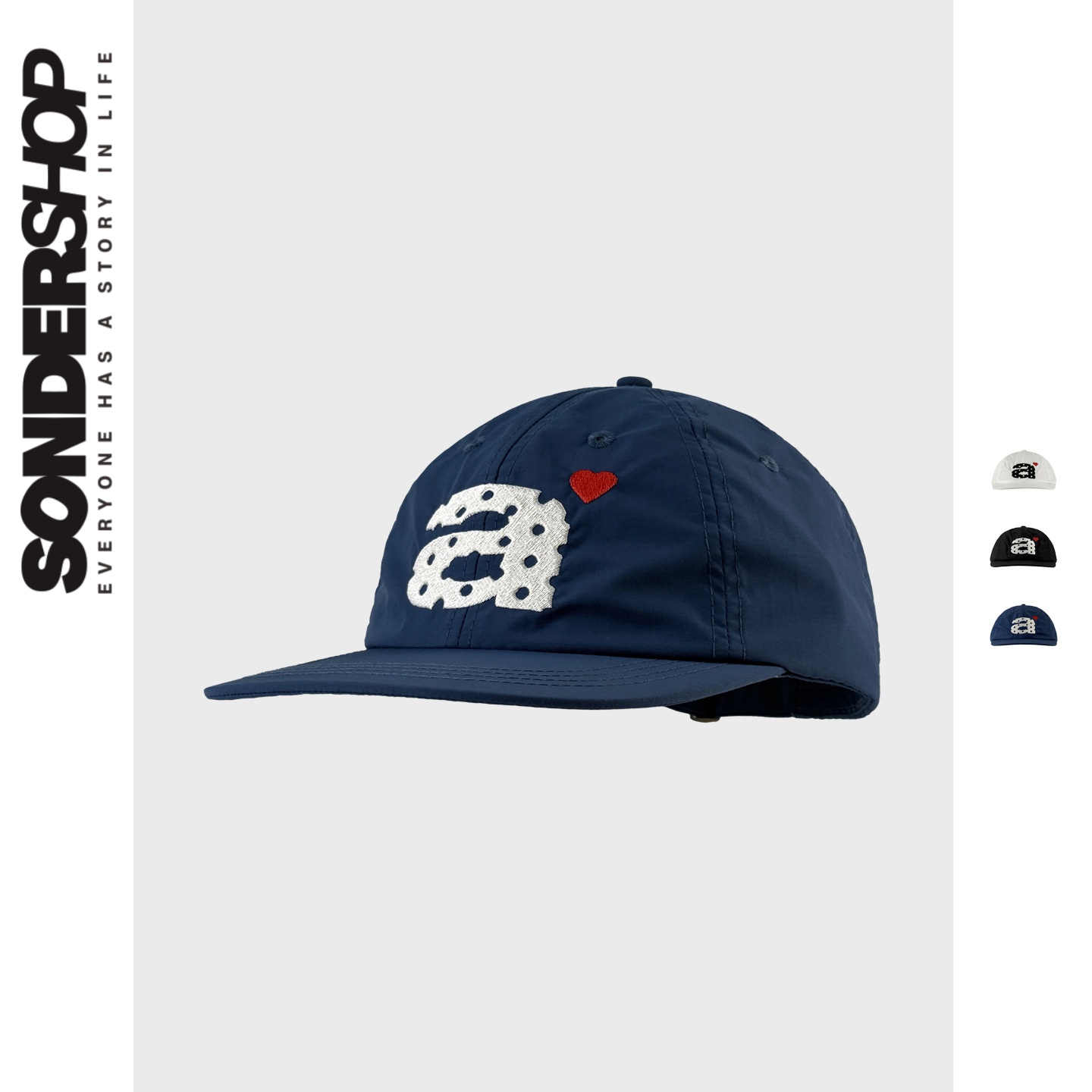 SONDER SHOP 韩国ins波点爱心尼龙速干平檐棒球帽轻薄透气棒球帽