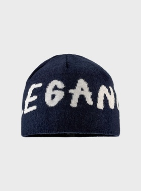 SONDER SHOP韩国字母提花针织帽男女秋冬保暖双层护耳套头帽大头