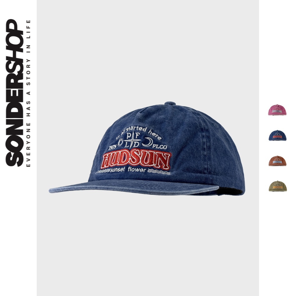 SONDER SHOP 韩国设计师款字母刺绣平檐帽复古水洗做旧软顶棒球帽