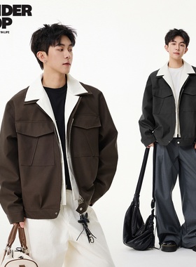SONDER SHOP小众设计师潮牌痞帅宽松翻领工装夹克假两件外套男