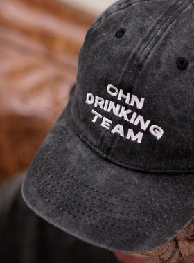 ALLTHINGS CHN DRINKING TEAM 水洗鸭舌帽 大头围棒球帽可调