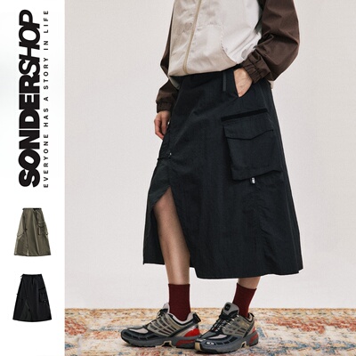 SONDER SHOP 美式辣妹半身裙女生小众潮牌设计感工装口袋A字裙子