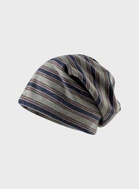 SONDER SHOP韩版复古条纹拼色针织冷帽女秋冬时尚保暖显脸小堆堆