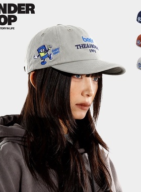 SONDER SHOP 美式新款棒球帽happy time卡通刺绣宽檐鸭舌帽