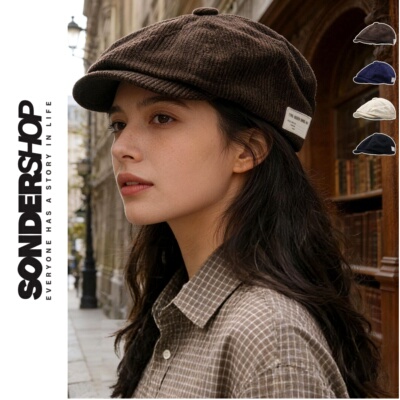 秋冬灯芯绒英伦风报童帽男女款