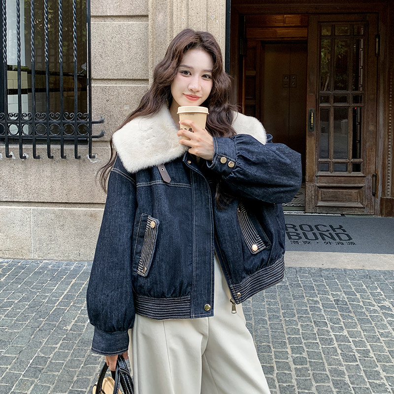 新品加绒加厚牛仔外套货号8321P255K348,女装短外套,2C263