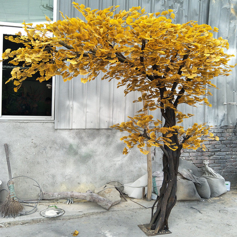 仿真银杏树耐腐蚀耐高温田园防紫外线高仿真花艺纯手工绢花高仿真