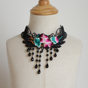 云南大理丽江手工扎染布艺项链颈饰项圈锁骨链流苏吊坠饰品礼物