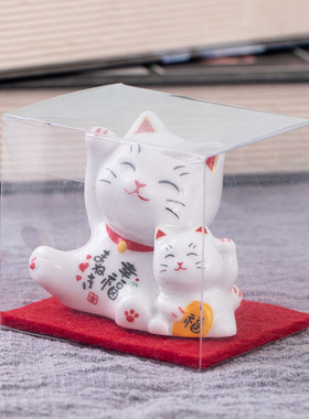 陶瓷摆件招财猫母子猫摆件