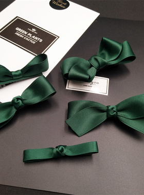 绿色小蝴蝶结秋冬新款发夹女顶夹刘海夹发圈发饰韩国ins简约头饰