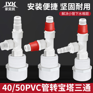 50PVC管宝塔头转接头烘干机小厨宝洗衣机排水管二合一三通头