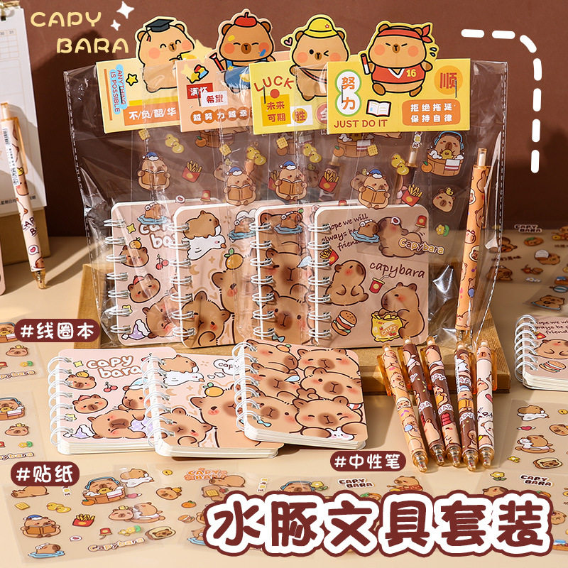 小学生奖品卡皮巴拉文具套装幼儿园礼物高颜值水豚伴手礼期末礼品