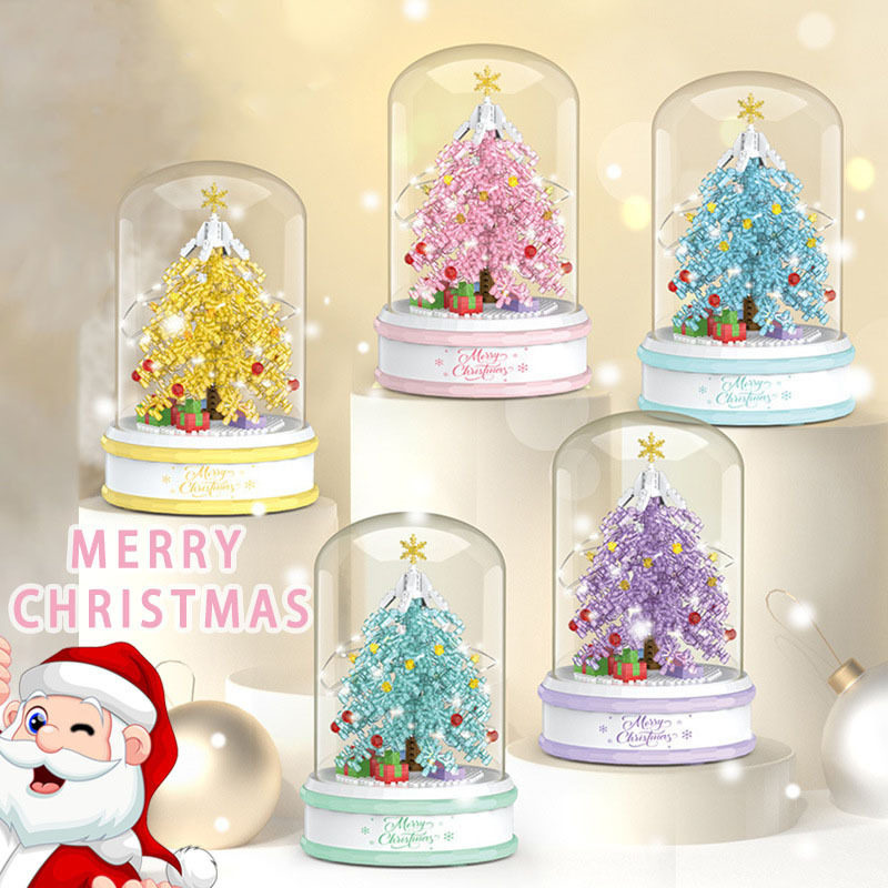 跨境圣诞节音乐盒微颗粒积木圣诞老人儿童益智拼装玩具礼品批发