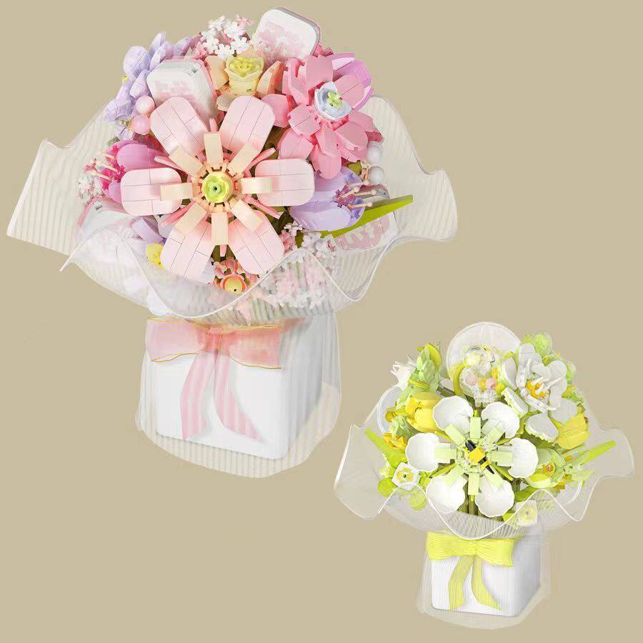 兼容乐高积木浪漫玫瑰花模型摆件女孩益智拼装玩具情人节生日礼物