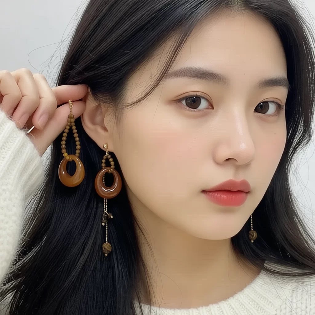 欧美跨境新款女士时尚轻奢耳环不对称几何耳饰个性百搭秋冬撞色女