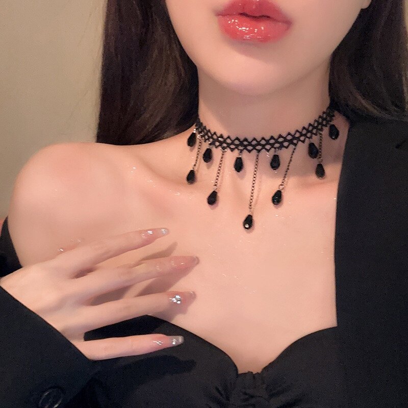 술 기질 섹시한 넥 밴드 넥 체인 블랙 슈퍼 요정 액세서리 목걸이 2021 쇄골 쥬얼리 여성 레트로