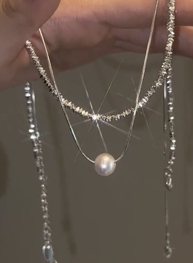 双层碎银项链配饰细链女