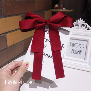 纯手工少女蝴蝶结发夹气质百搭后脑勺发卡复古汉服马尾夹超仙发饰