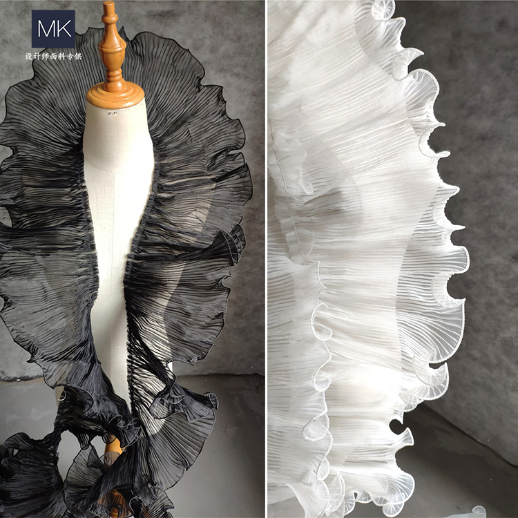 diy压褶花边服装婚纱布料
