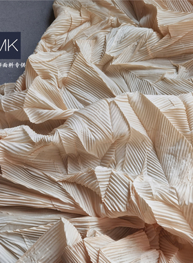 立体三宅一生百叶直量卡其压褶布 肌理造型时装创意设计特殊布