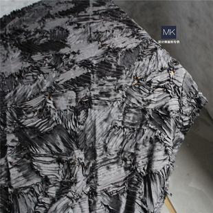 拼拼凑凑黑网纱 设计师造型肌理特殊造型背景布毕业设计服装面料
