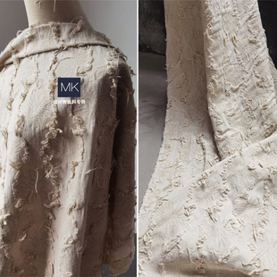 原创复古菩提烂花木色布 设计烂花剪花服装布料 进口高档diy面料