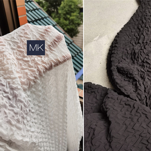 设计师面料 三宅一生多层次凹凸肌理雪纺布 设计师服装布料改造