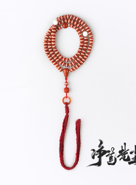 净莲梵尘6mm*8mm稀有红色一线药师天珠108颗佛珠高品质南红念珠SF