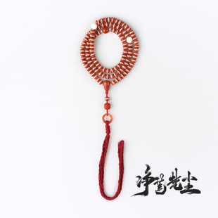 净莲梵尘6mm*8mm稀有红色一线药师天珠108颗佛珠高品质南红念珠SF