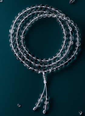 净莲梵尘 6mm-10mm尼泊尔产区喜马拉雅白水晶108颗佛珠  念珠 SF