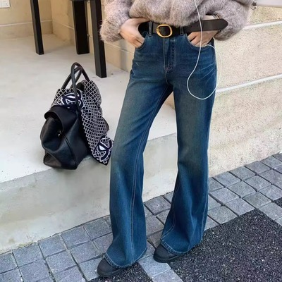 2025冬安琦斯新款加绒喇叭裤女