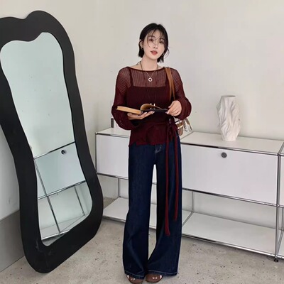 2025秋小松菜新款阔腿喇叭裤女