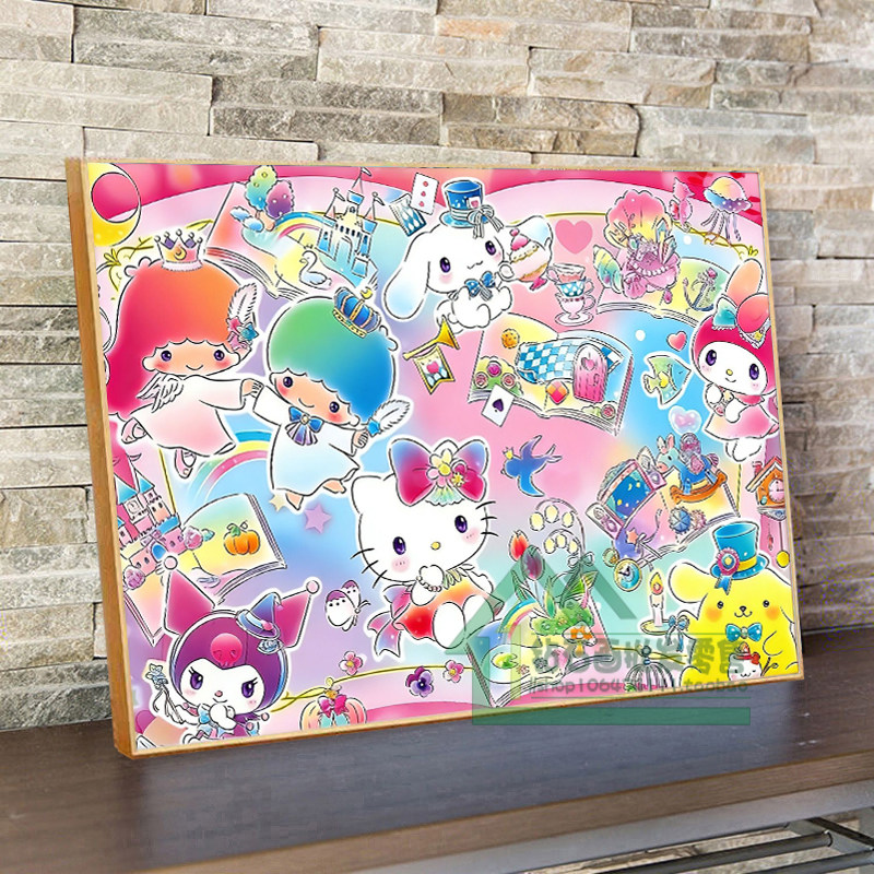 带框钻石画满钻方钻儿童手工贴钻绣卧室新款卡通动漫三丽鸥全家福,居家布艺,十字绣套件,淘宝优惠券,粉丝福利购,淘宝优惠卷