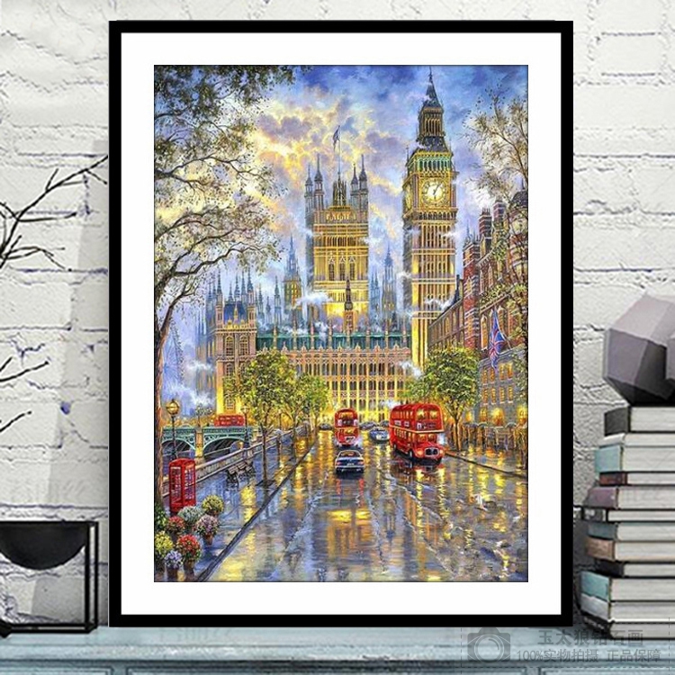 带框钻石画满钻魔方钻砖石贴钻十字绣客厅欧式风景伦敦大本钟新款