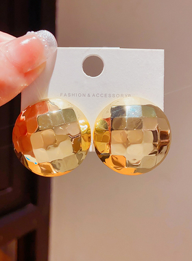 欧美不规则圆形耳环女小众设计感高级金属耳钉冷性风气质名媛耳饰