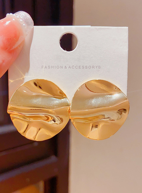 欧美金银色不规则银针耳钉女轻奢小众设计感高级耳环金属复古耳饰