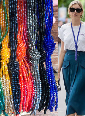 长款波西米亚风串珠流苏毛衣链