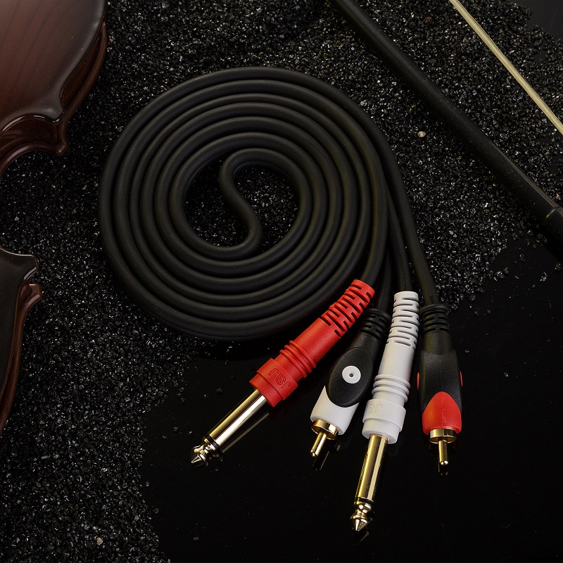 JSJ-443发烧6.5RCA音频线 双6.35转双RCA头 2对2莲花调音台音频线