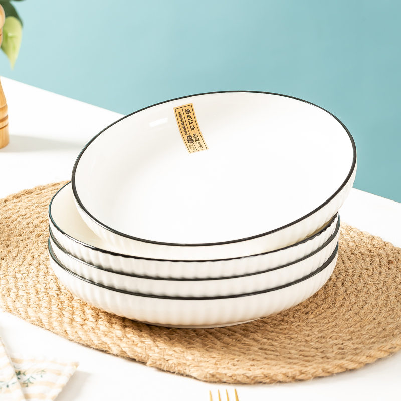 竖纹圆盘家用陶瓷新款圆盘
