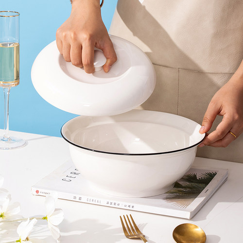 家用陶瓷大号汤碗带盖保温