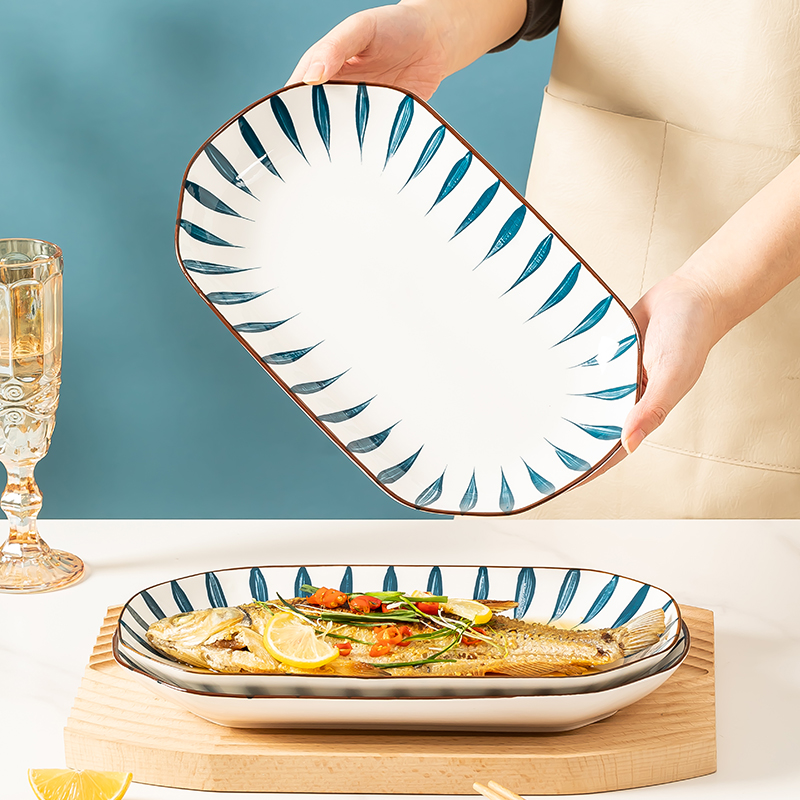 家用大号鱼盘日式陶瓷碟子