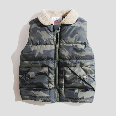 迷彩男童厚马甲冬羊羔绒里加绒