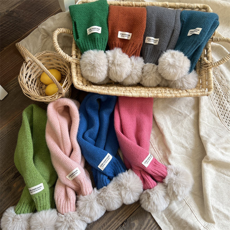 新年款儿童围巾纯色秋冬加厚针织男女童脖套宝宝毛球交叉围脖保暖,童装/婴儿装/亲子装,围巾,淘宝优惠券,粉丝福利购,淘宝优惠卷