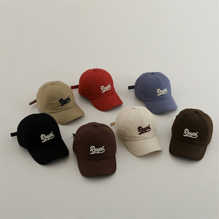 儿童棒球帽春秋款潮酷刺绣字母R韩系男童鸭舌帽帅气风女童遮阳帽