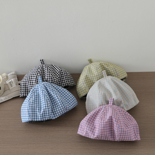 儿童帽子2026春秋季新款男童女童洋气格子贝雷帽宝宝百搭可爱帽潮