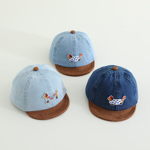 春款卡通腊肠狗宝宝外出遮阳帽婴儿软檐牛仔棒球帽子男女童遮阳帽