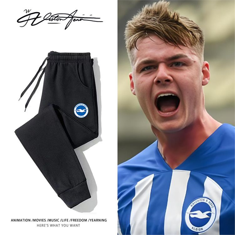 英超联赛布莱顿足球队标印花粉丝应援卫裤男女同款束口加厚绒薄