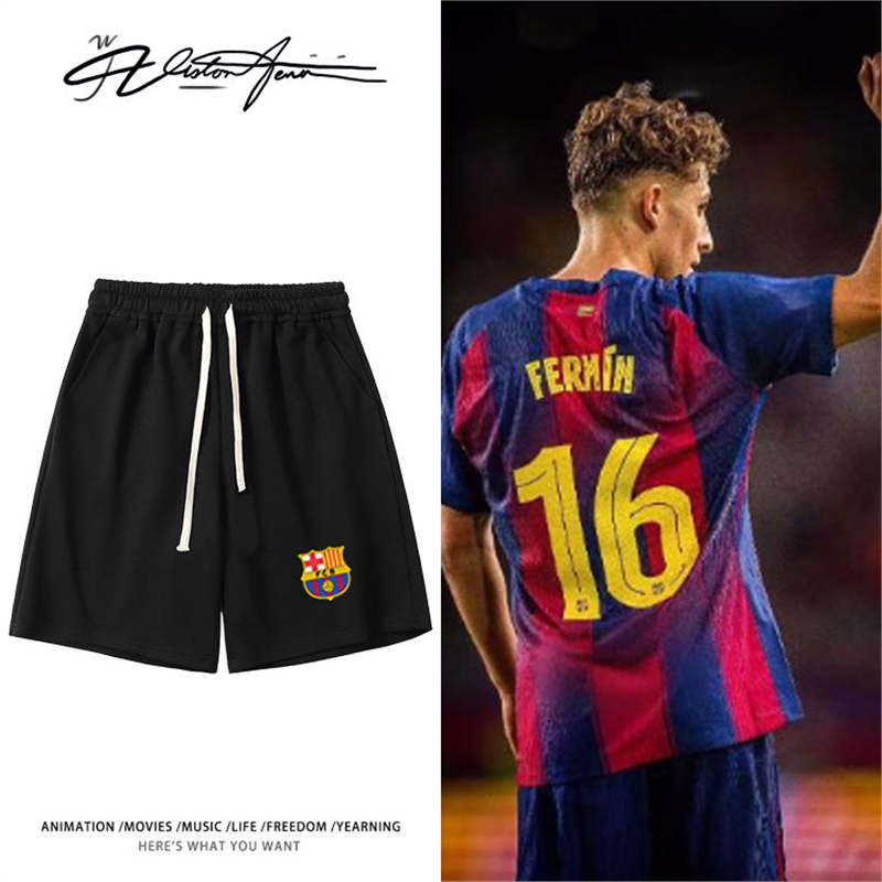 欧冠巴萨罗那费尔明同款印花粉丝应援短裤夏季宽松休闲百搭印花
