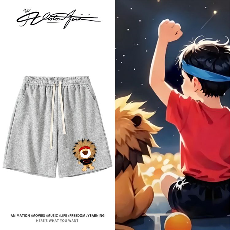 2025王楚钦同款活动狮子玩偶印花粉丝应援短裤夏季宽松休闲百搭印